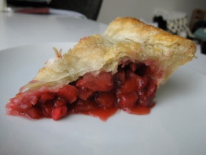 Strawberry rhubarb pie with leaf lard crust